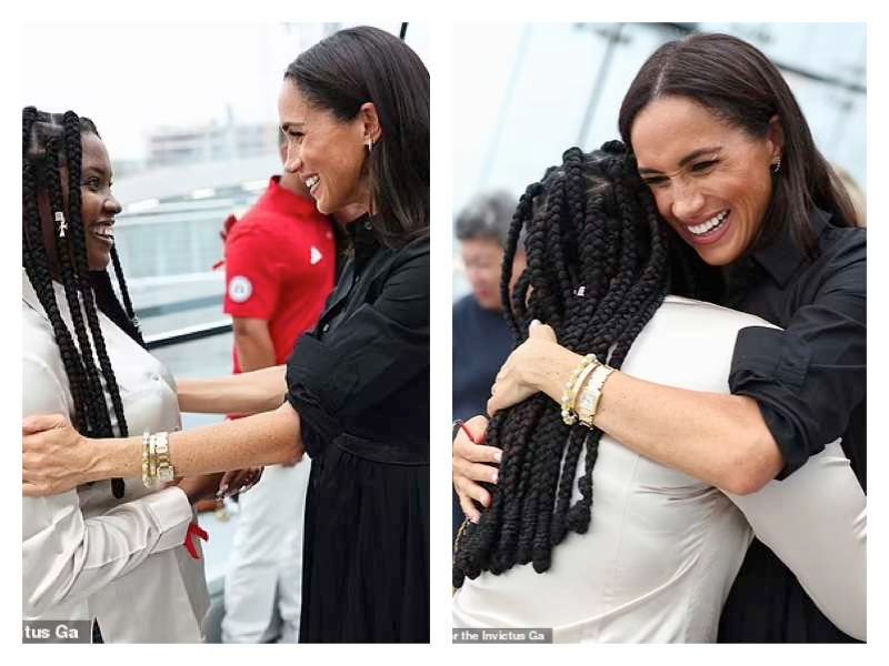 Meghan Markle Hugs Glory Essien in Germany