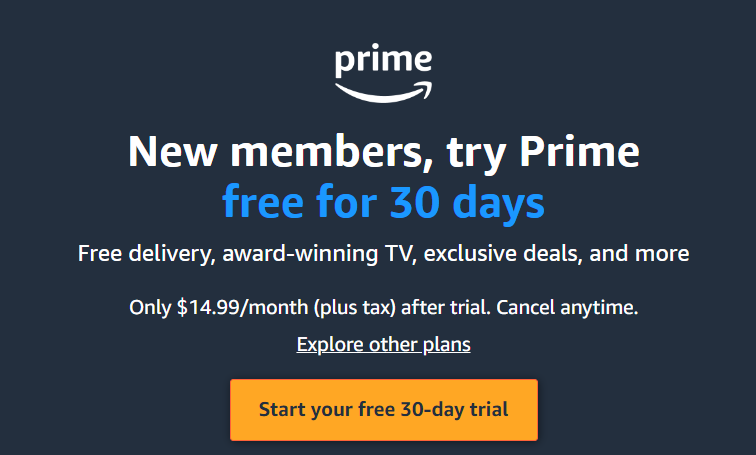 Signup for Amazon Prime membership