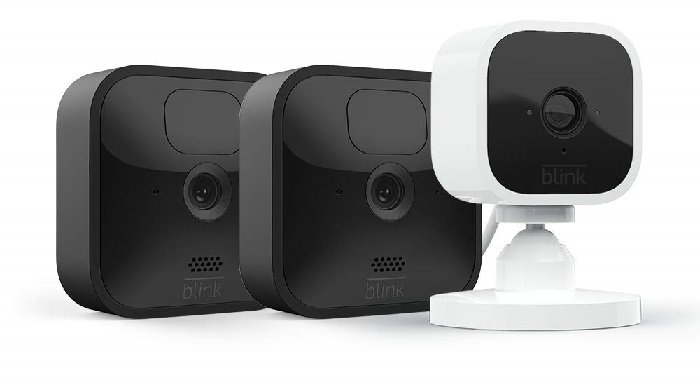 Two Blink Outdoor and One Blink Mini Security Cameras