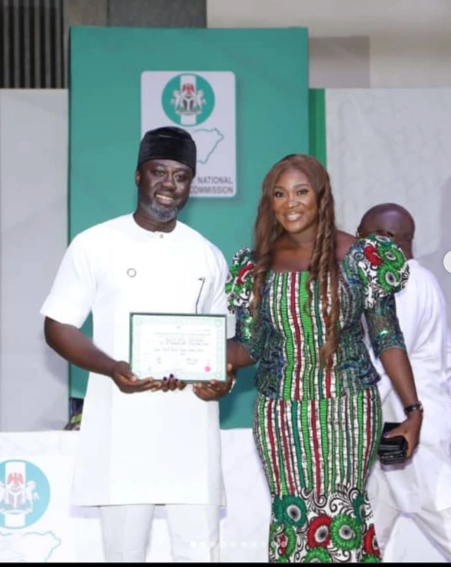 prince odi okogie, mercy johnson receive certificate of return