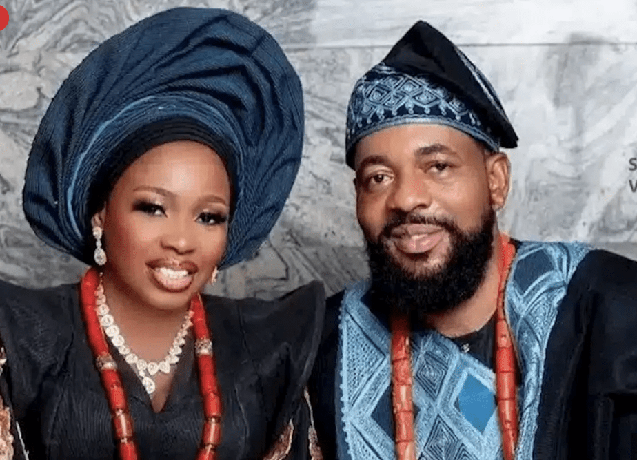 lara kudayisi and teddy don momoh on their wedding day