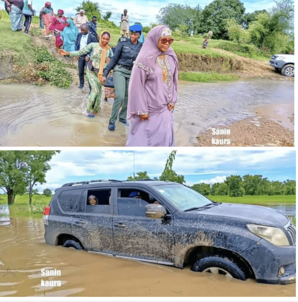 Bauchi First Lady Forced To Walk In Mud Water